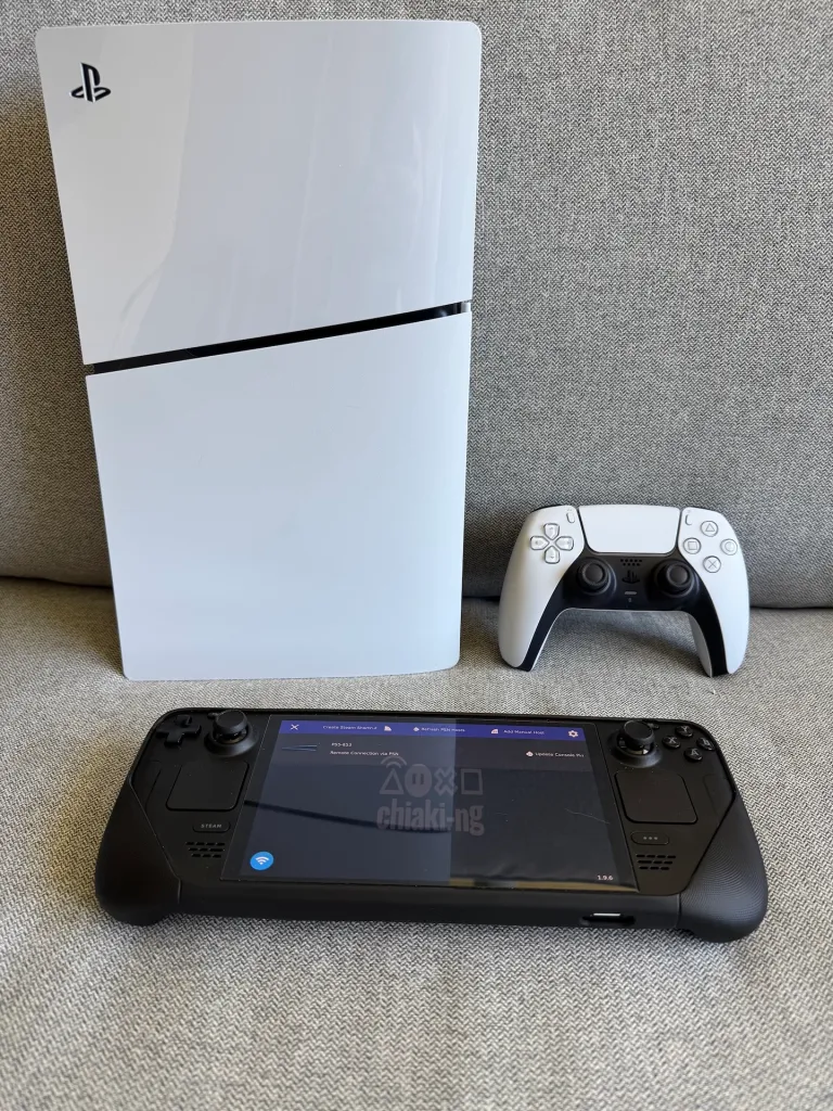 PlayStation 5 and DualSense Controller with a Steam Deck OLED running Chiaki 