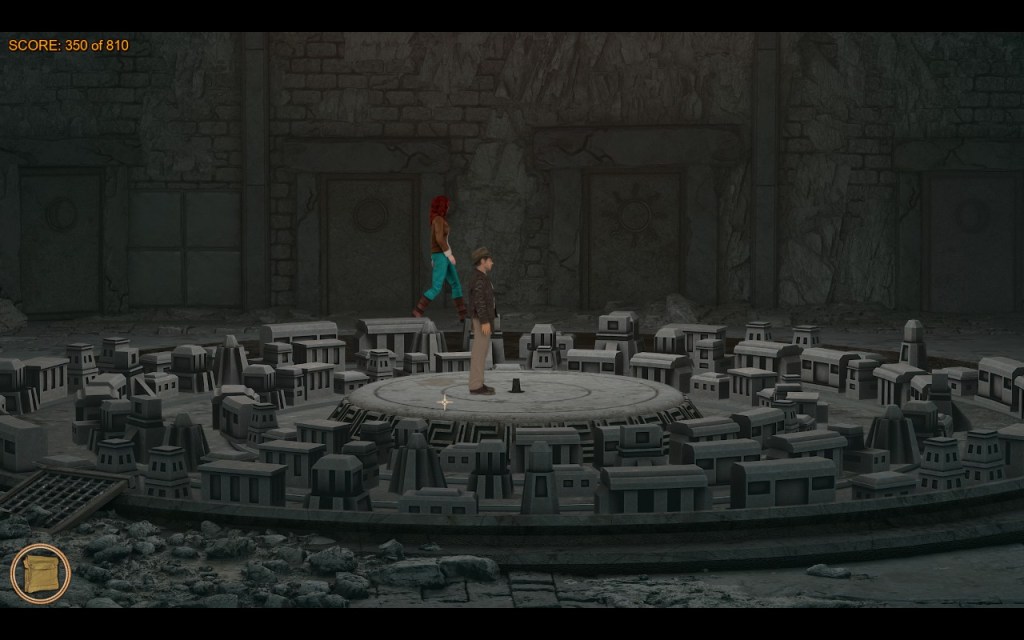 Indiana Jones and Sophia Hapgood in the Knossos Labyrinth.