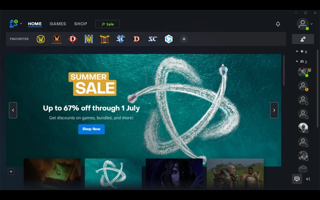 Battle.Net launcher running on Steam Deck