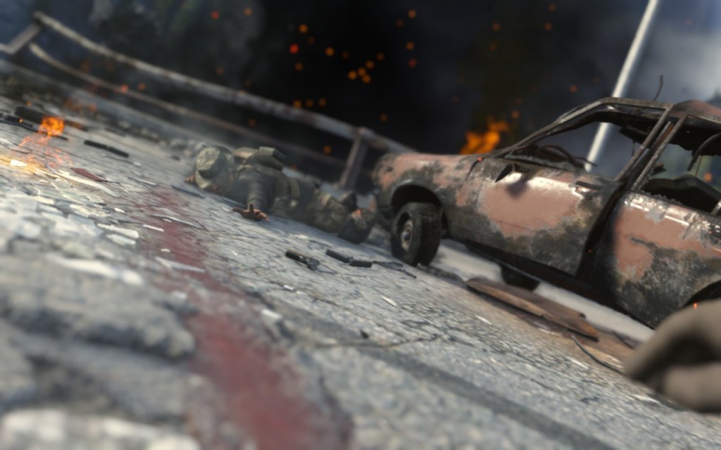 Captain Price sliding a handgun across to Soap MacTavish while under threat by Russian Ultranationalists