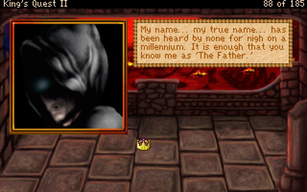 This mysterious figure who has been wreaking havoc on Daventry reveals himself as 'The Father'.