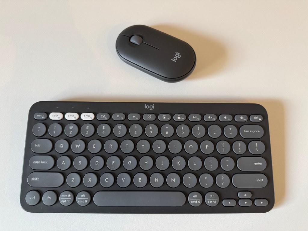 Logitech Pebble 2 Combo Keyboard and Mouse side by side