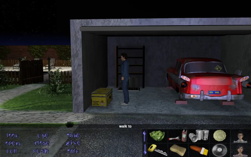 Meteor Mess, Maniac Mansion. The garage with the Weird Edsel