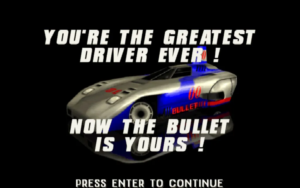 Screamer for MS-DOS, unlocking the Bullet Car