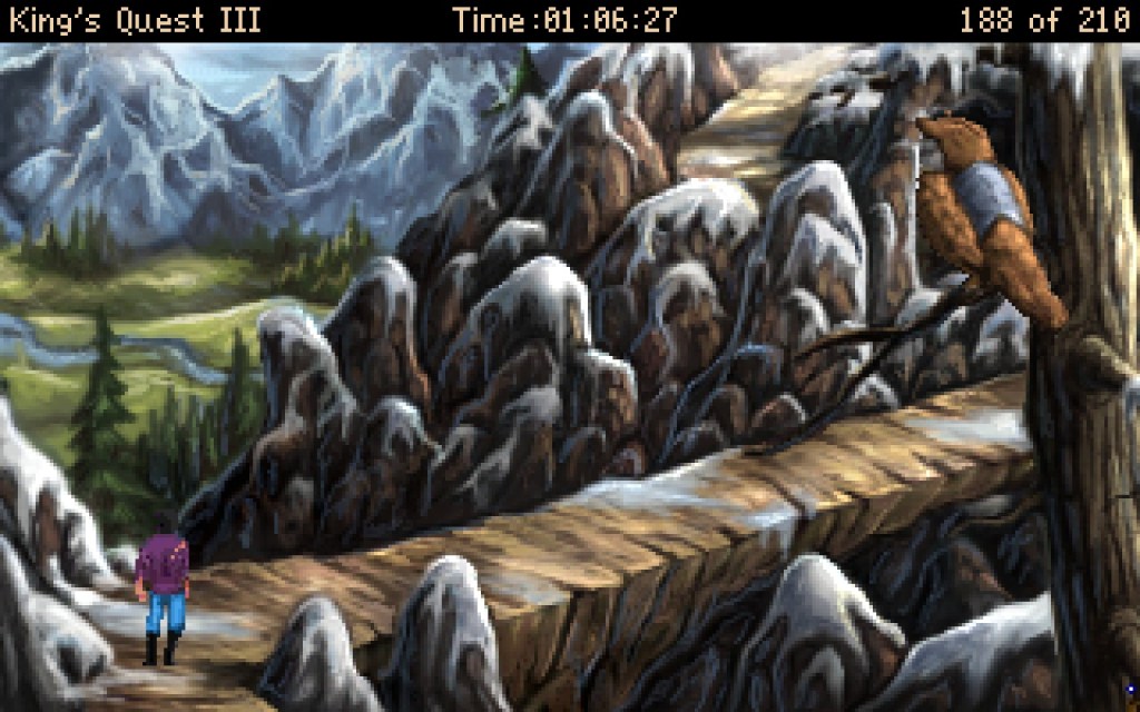 King's Quest 3 Alexander navigating the Daventry mountains